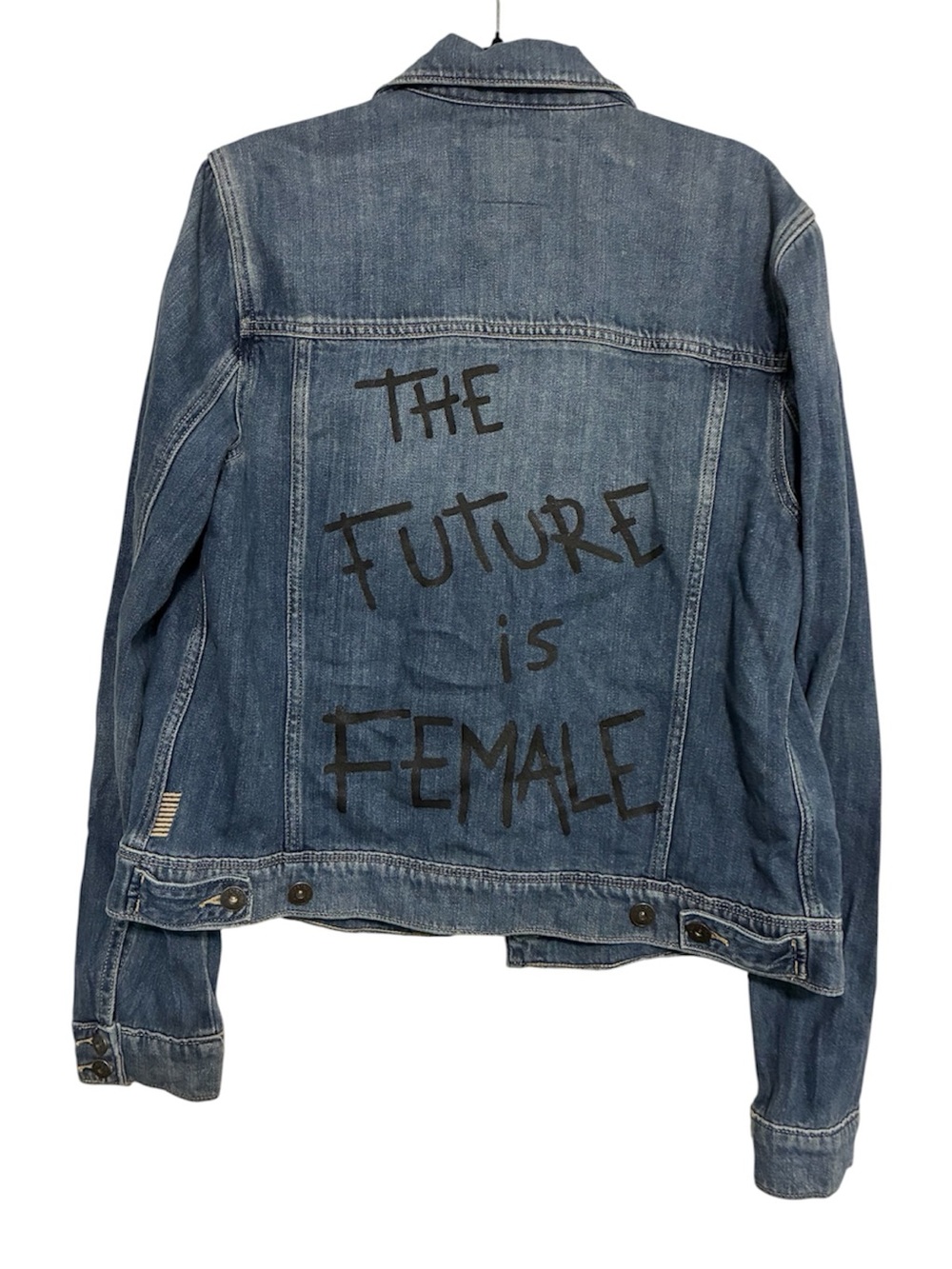 PAIGE Denim Jacket Custom “The Future Is Female” Statement Blue Jean Jacket